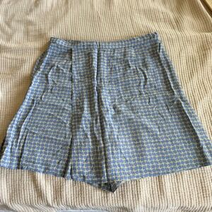 Banana Republic Skort Womens 14 Blue Yellow Geometric Wrap‎ Front Rayon Mini